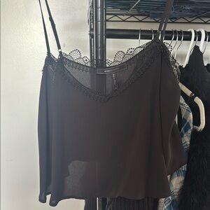 Black Lace Trim Cami Top